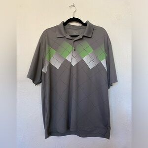 Gray and Green Argyle Men's Golf Shirt